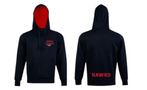 Club Adults Kangaroo Pocket Hoodies (NAVY/RED)
